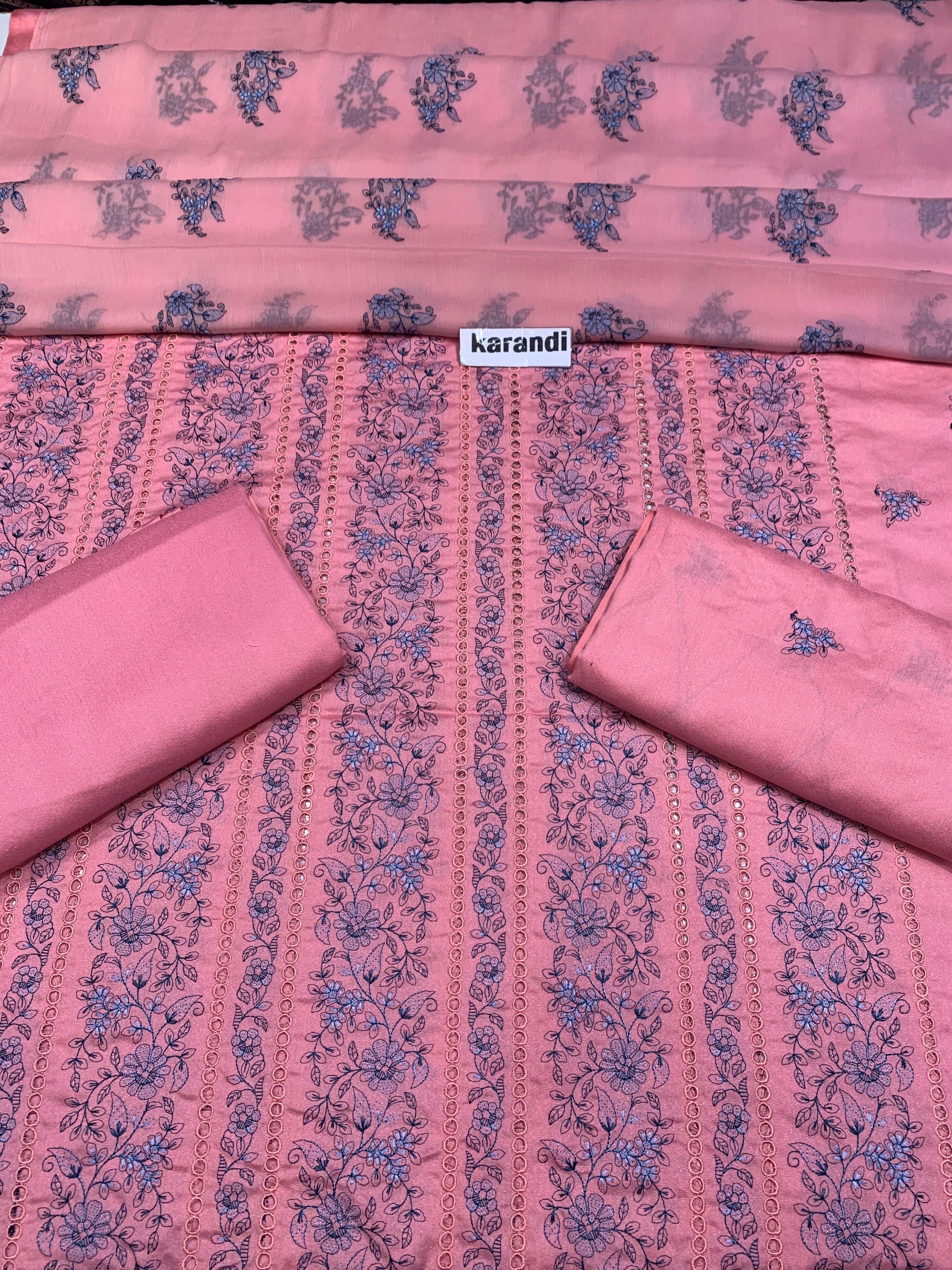 Bareeze- Karandi 3 Pcs All Over Embroidered Unstitched Suit