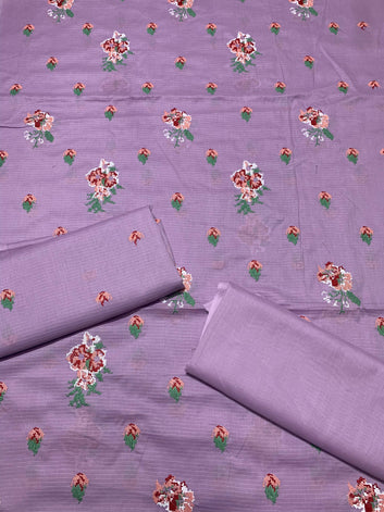 Beautiful Doria Lawn 2 Pcs Embroidered Unstitched Suit - Summer Oufits.