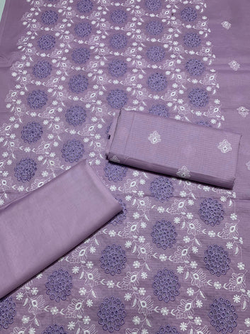 Chikan Kari - Doria Lawn 2 Pcs Embroidered Unstitched Suit - Summer Oufits.