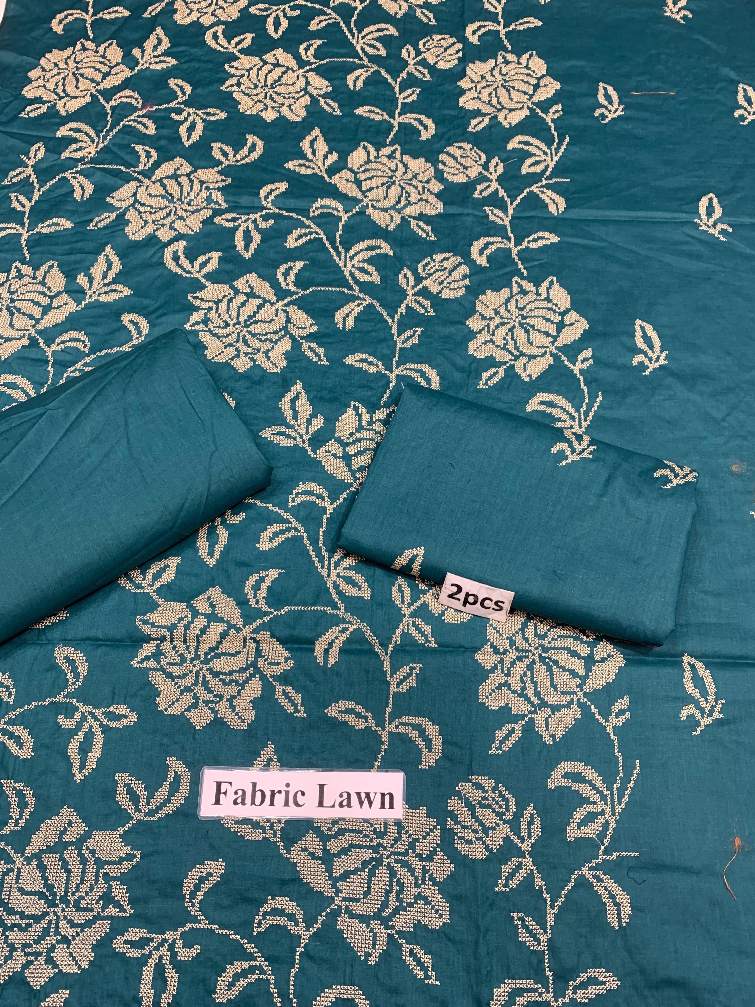 Embroidered - Lawn 2 Pcs   Unstitched Shirt and Trouser