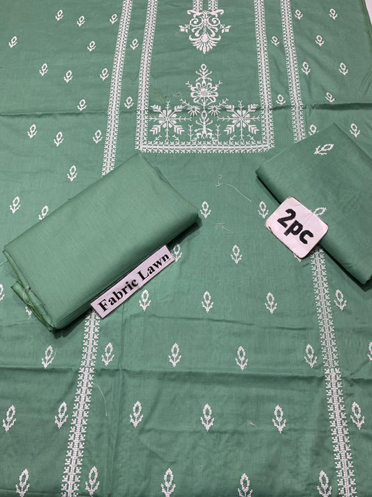 Embroidered - Lawn 2 Pcs   Unstitched Shirt and Trouser