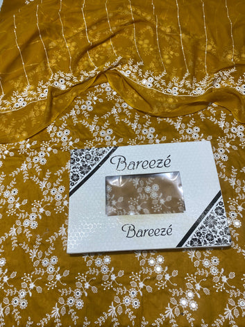 (Sale) Bareeze - 9MM Lawn 3 Pcs Allover Embroidered unstitched Dress with Chiffon Dupatta.