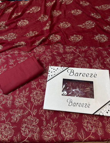 Bareeze - Lawn 3 Pcs Allover Embroidered unstitched Dress with Chiffon Dupatta.