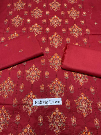Bana Doria Chikan Kari Lawn 2 Pcs Embroidered Unstitched Suit - Summer Oufits.