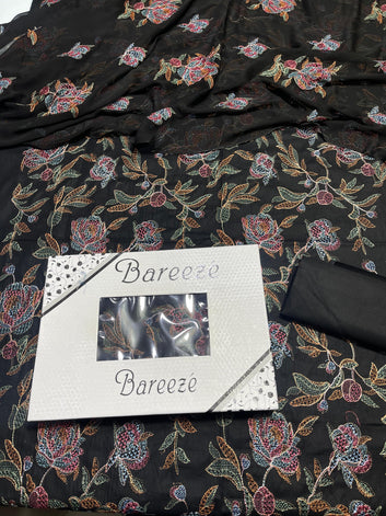 Bareeze - Lawn 3 Pcs Allover Embroidered unstitched Dress with Chiffon Dupatta.