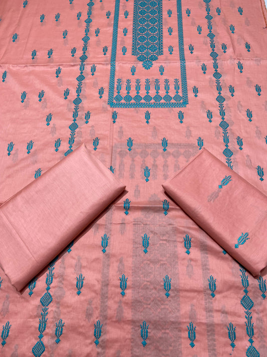 Beautiful Lawn 2 Pcs Embroidered Unstitched Suit - Summer Oufits.