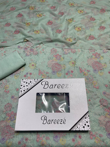 Bareeze - Lawn 3 Pcs Allover Embroidered unstitched Dress with Chiffon Dupatta.