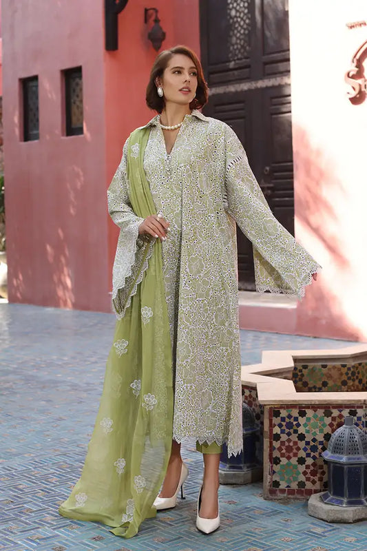 Bareeze Chikan Kari - Lawn 3 Pcs All Over Embroidered unstitched Dress with Chiffon Dupatta.
