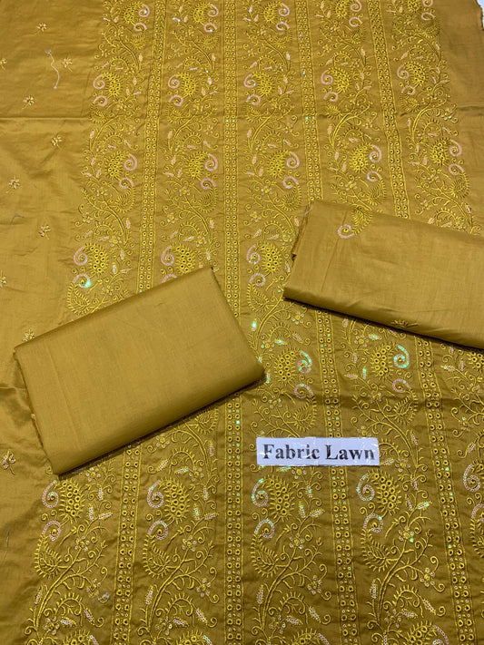 Beautiful Lawn 2 Pcs Embroidered Unstitched Suit - Summer Oufits.