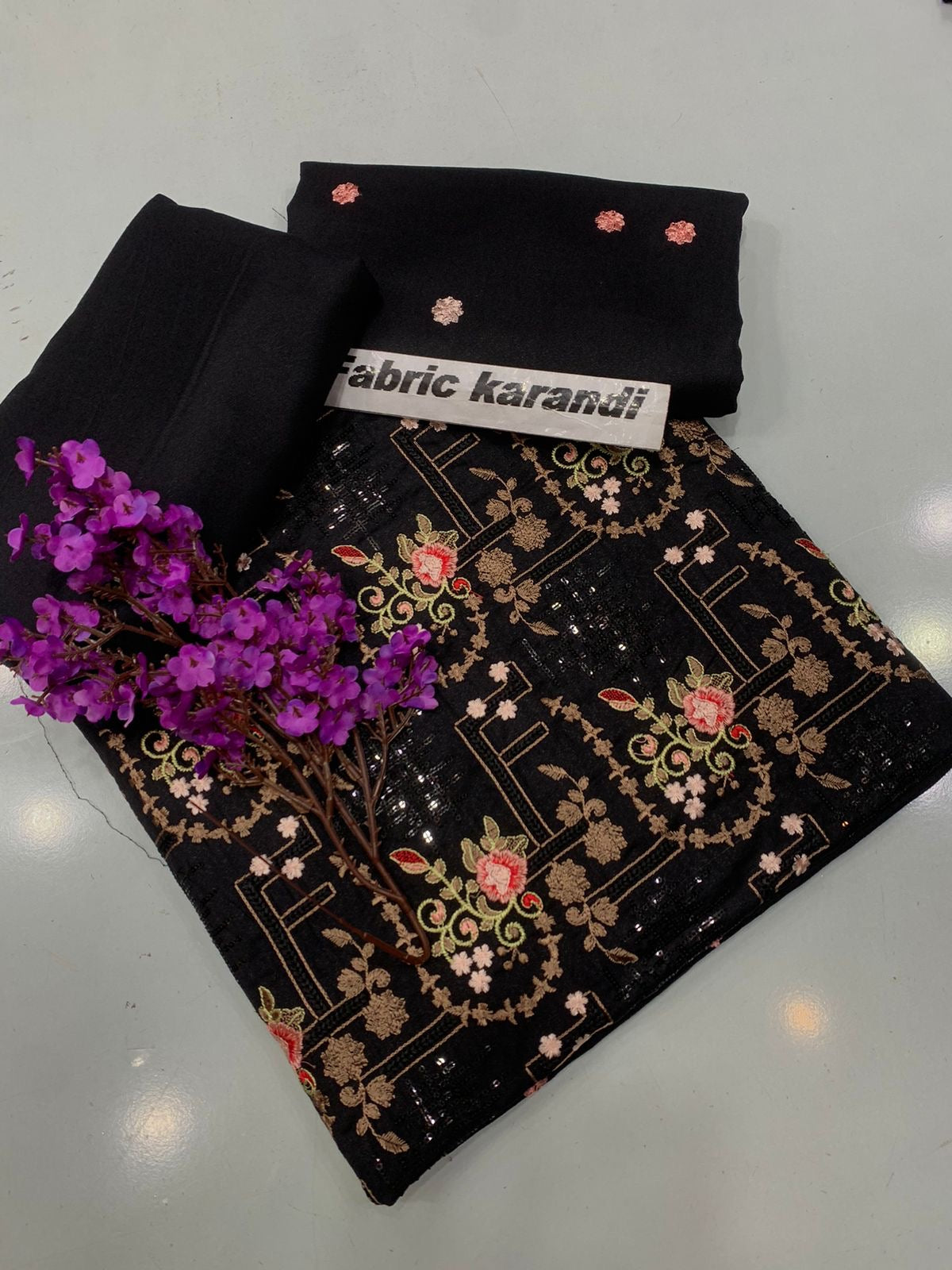 Bareeze - Karandi 2Pc                Premium Embroidered Unstitched Suit