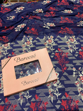 Bareeze - Lawn 3 Pcs Allover Embroidered unstitched Dress with Chiffon Dupatta.