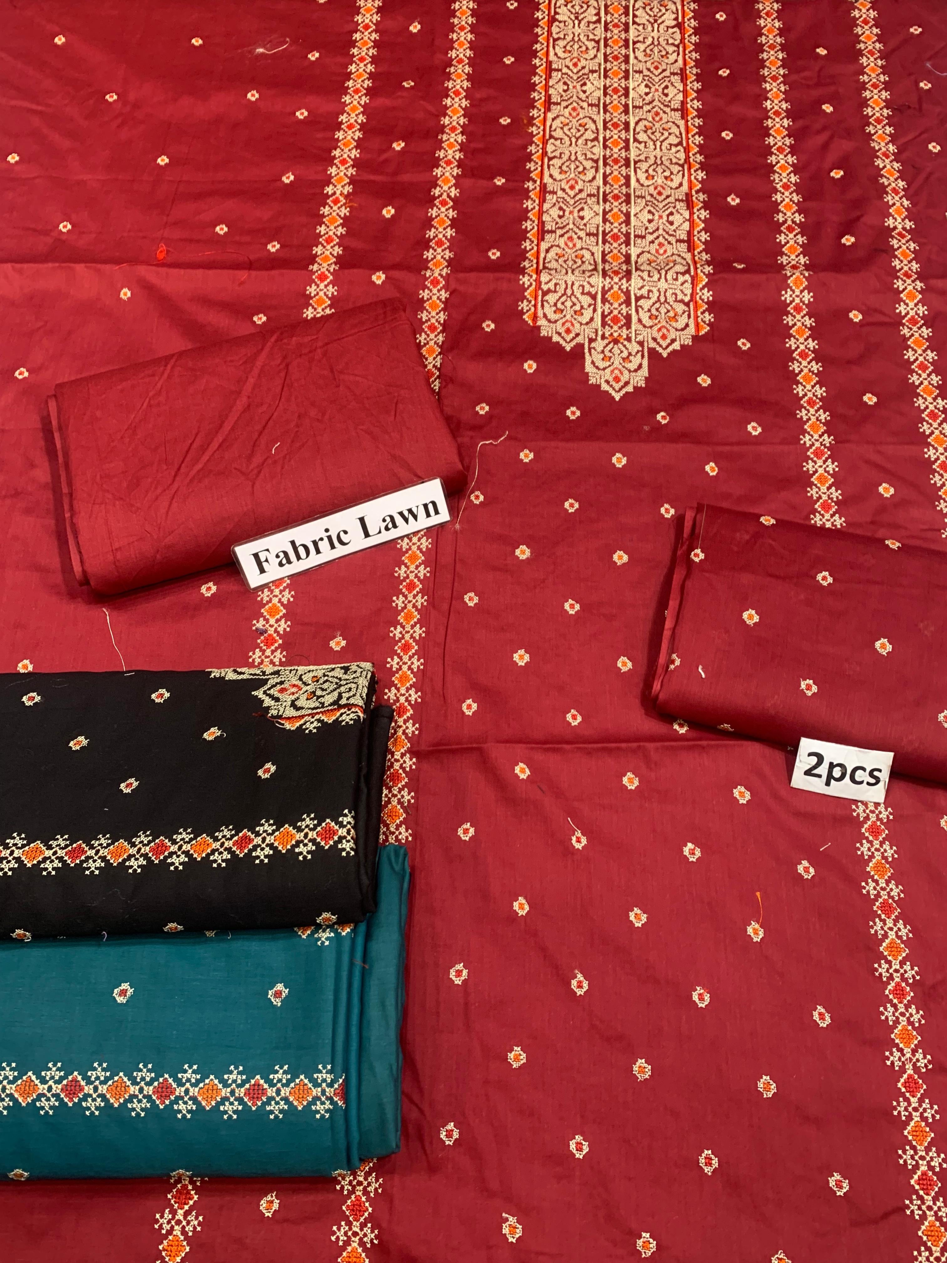 Embroidered - Lawn 2 Pcs   Unstitched Shirt and Trouser