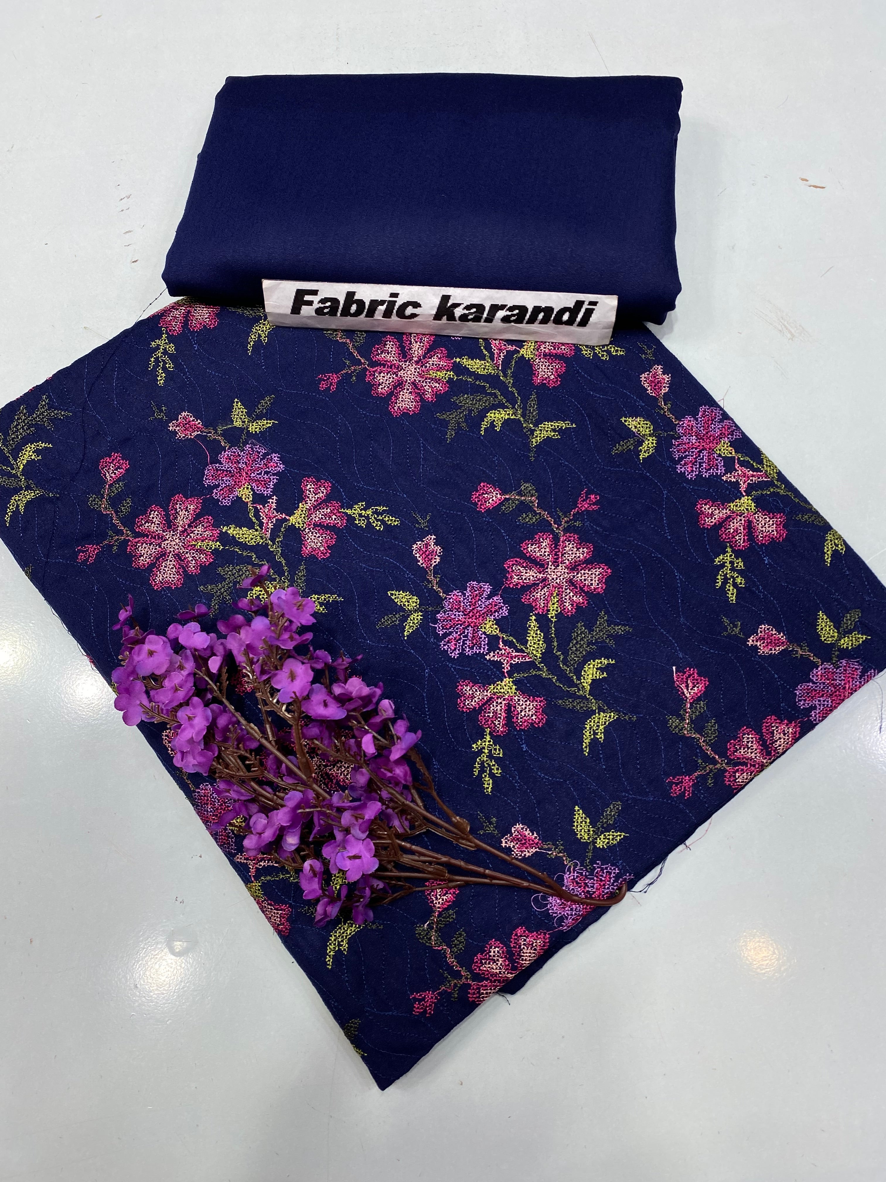 Bareeze - Karandi 2Pcs Allover Embroidered Unstitched Outfit: Winter Elegance.