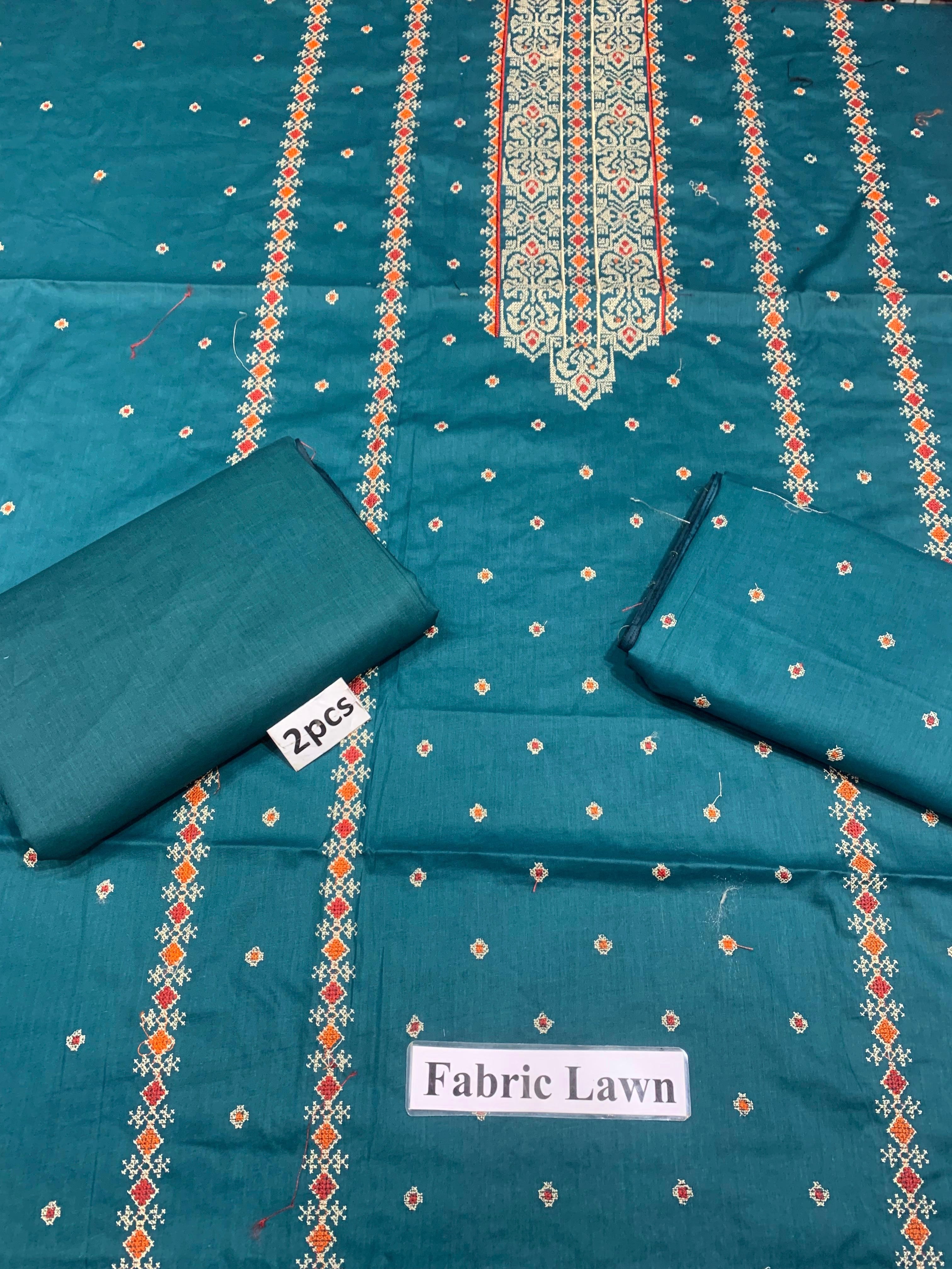 Embroidered - Lawn 2 Pcs   Unstitched Shirt and Trouser