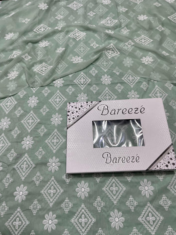 Bareeze - Lawn 3 Pcs Allover Embroidered unstitched Dress with Chiffon Dupatta.