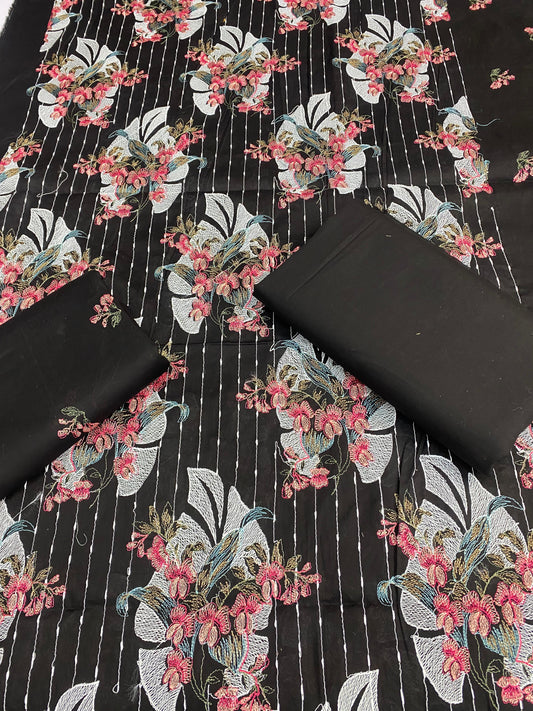 Beautiful Lawn 2 Pcs Embroidered Unstitched Suit - Summer Oufits.