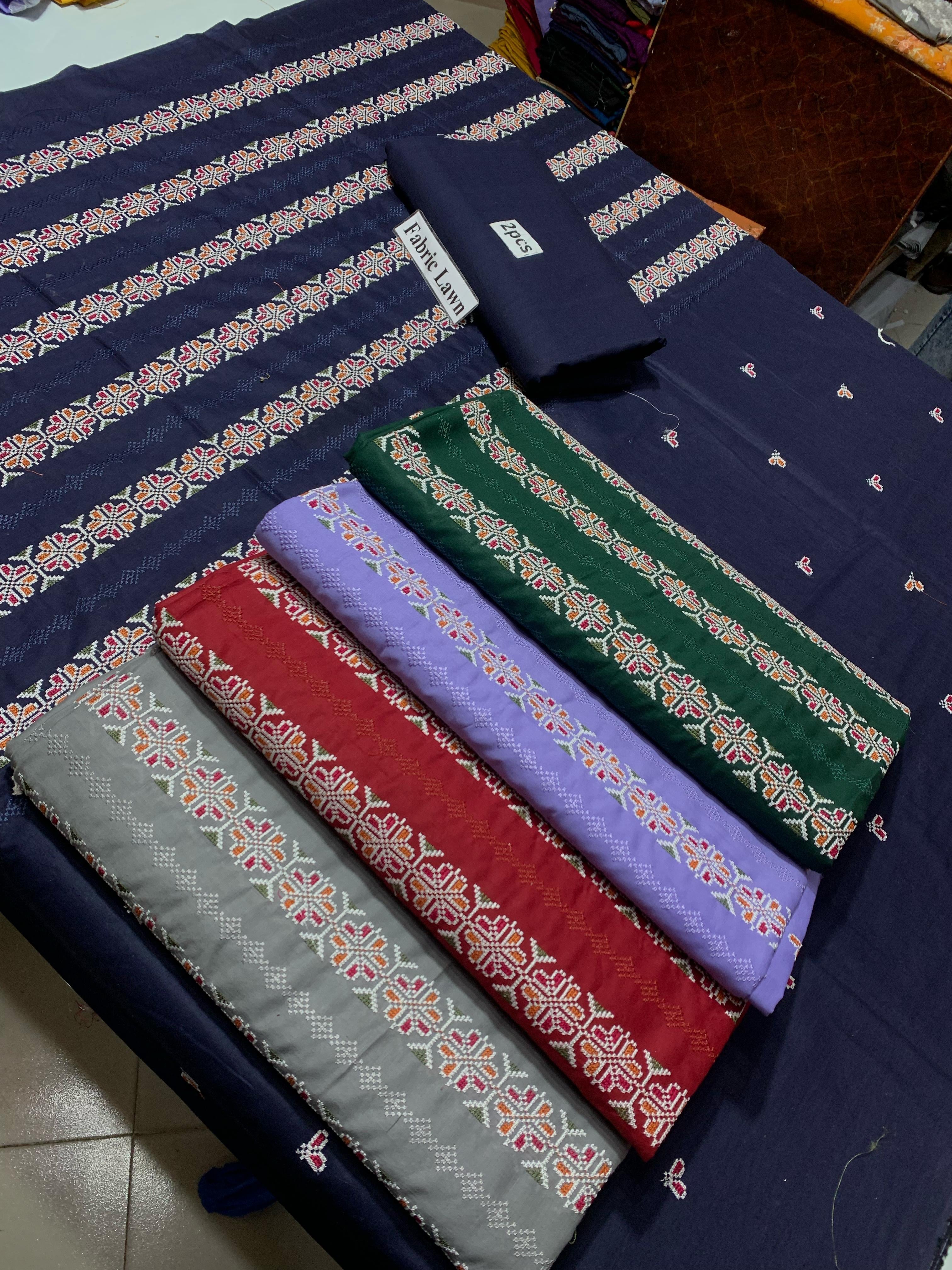 Embroidered - Lawn 2 Pcs   Unstitched Shirt and Trouser