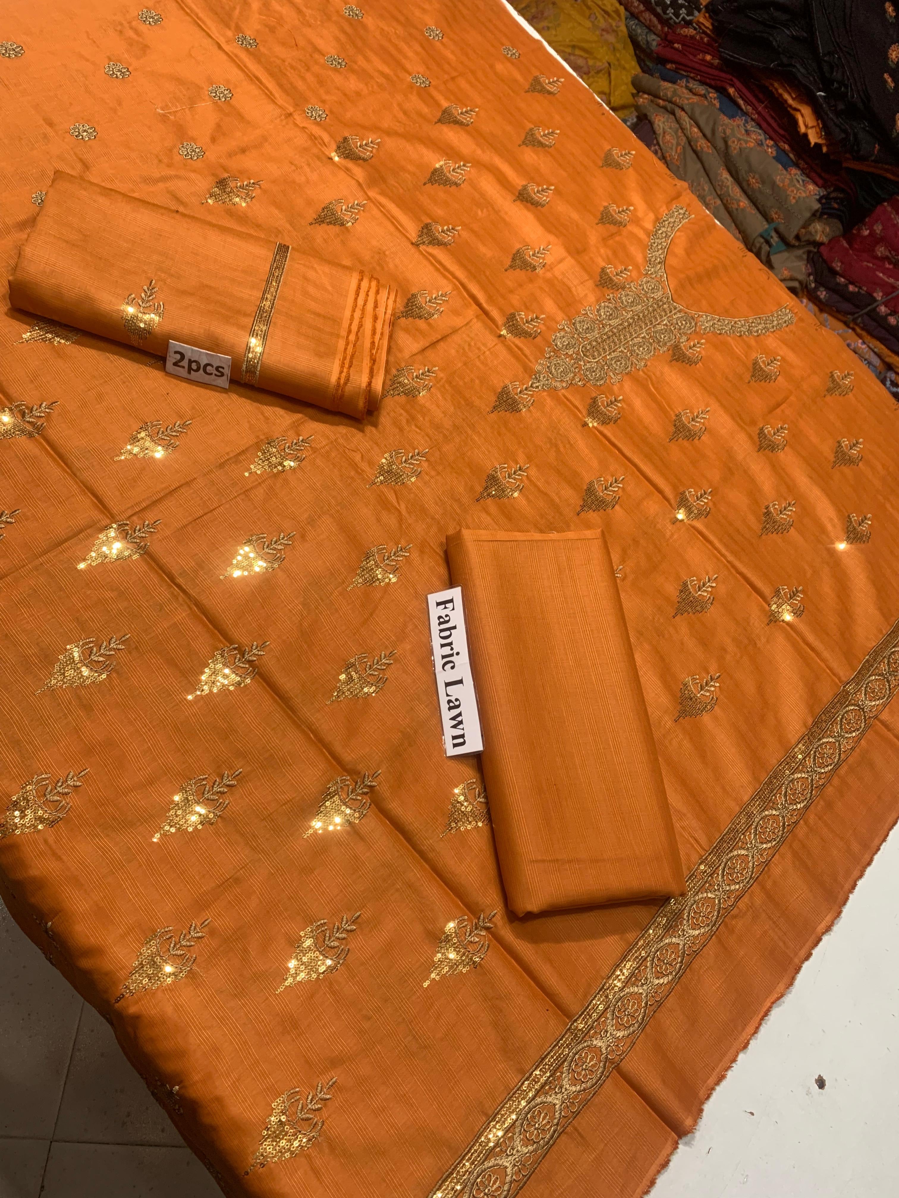 Embroidered - Lawn 2 Pcs   Unstitched Shirt and Trouser