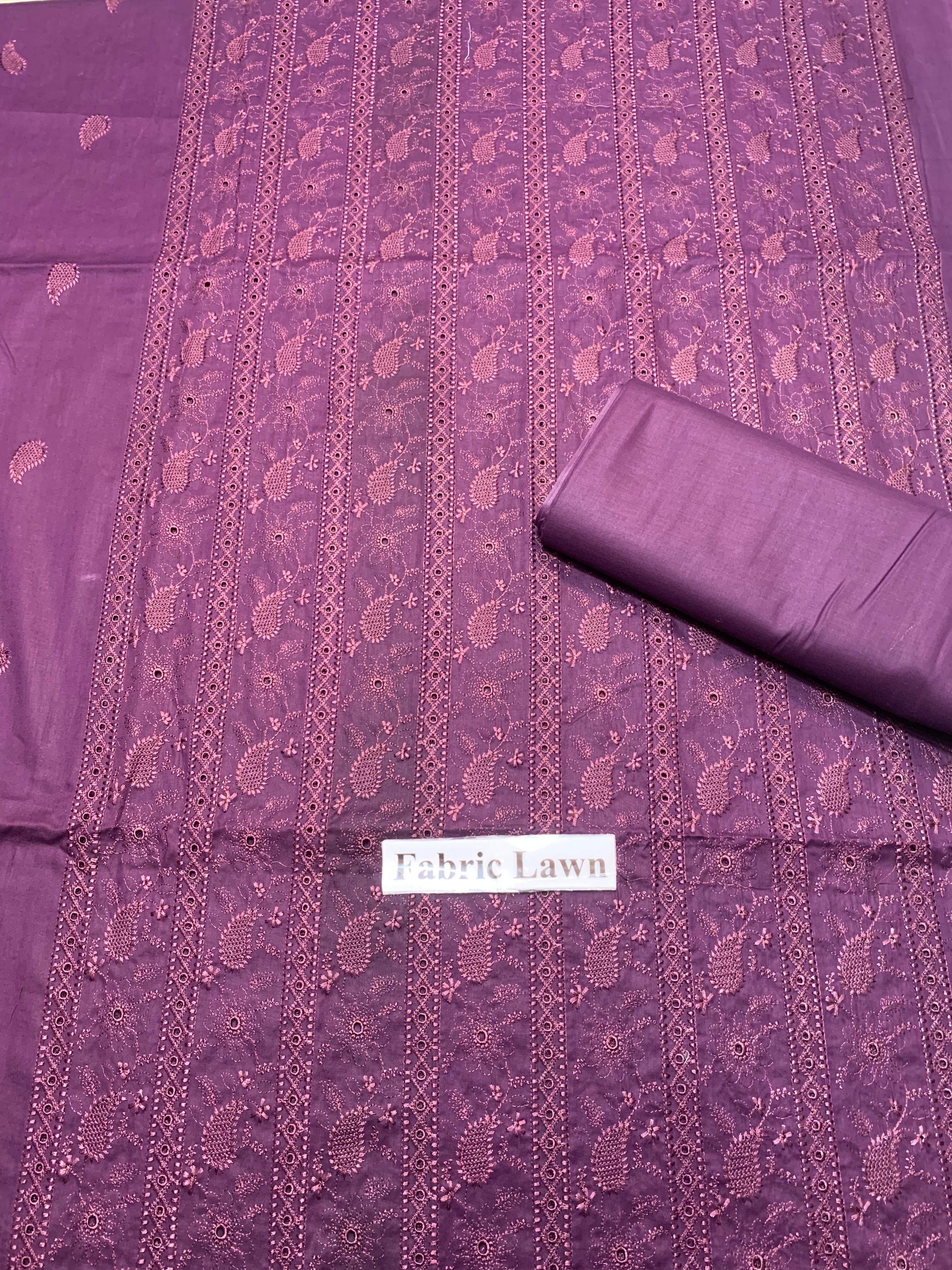 Chikan Kari Lawn 2 Pcs Embroidered Unstitched Suit - Summer Oufits.