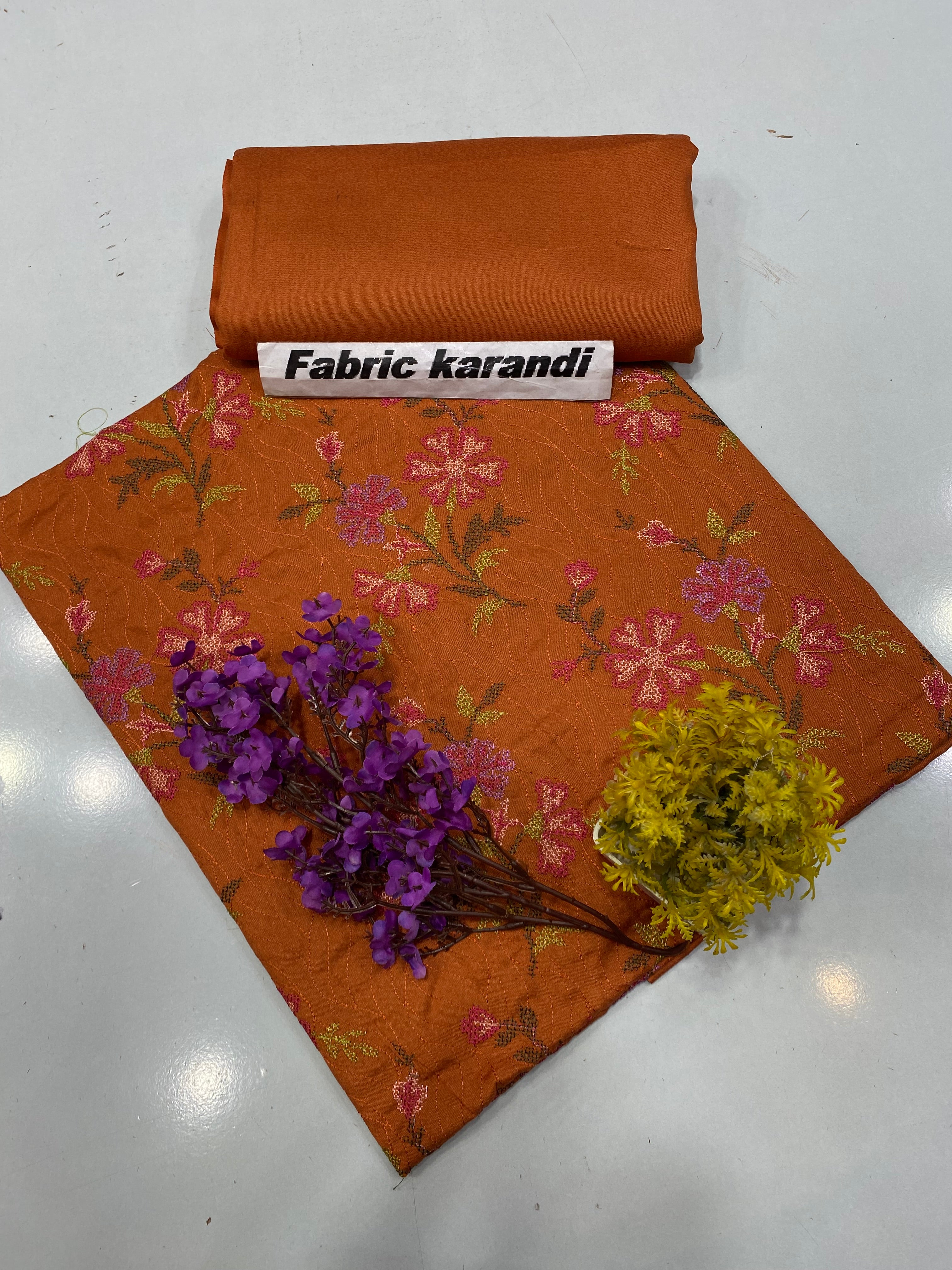 Bareeze - Karandi 2Pcs Allover Embroidered Unstitched Outfit: Winter Elegance.