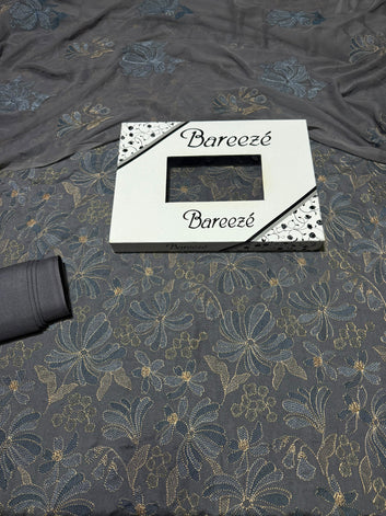 Bareeze- Karandi 3 Pcs All Over Embroidered Unstitched Suit With Chiffon Dupatta