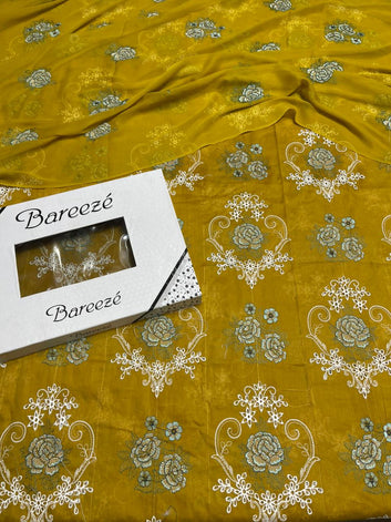 Bareeze Chikan Kari - Lawn 3 Pcs Allover Embroidered unstitched Dress with Chiffon Dupatta.