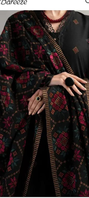 Bareeze - karandi 3Pc Embroidered Unstitched Outfit: winter Elegance - Latest Fashion