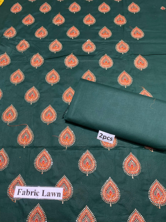 Bareeze Lawn 2 Pcs Embroidered Unstitched Suit - Summer Oufits.