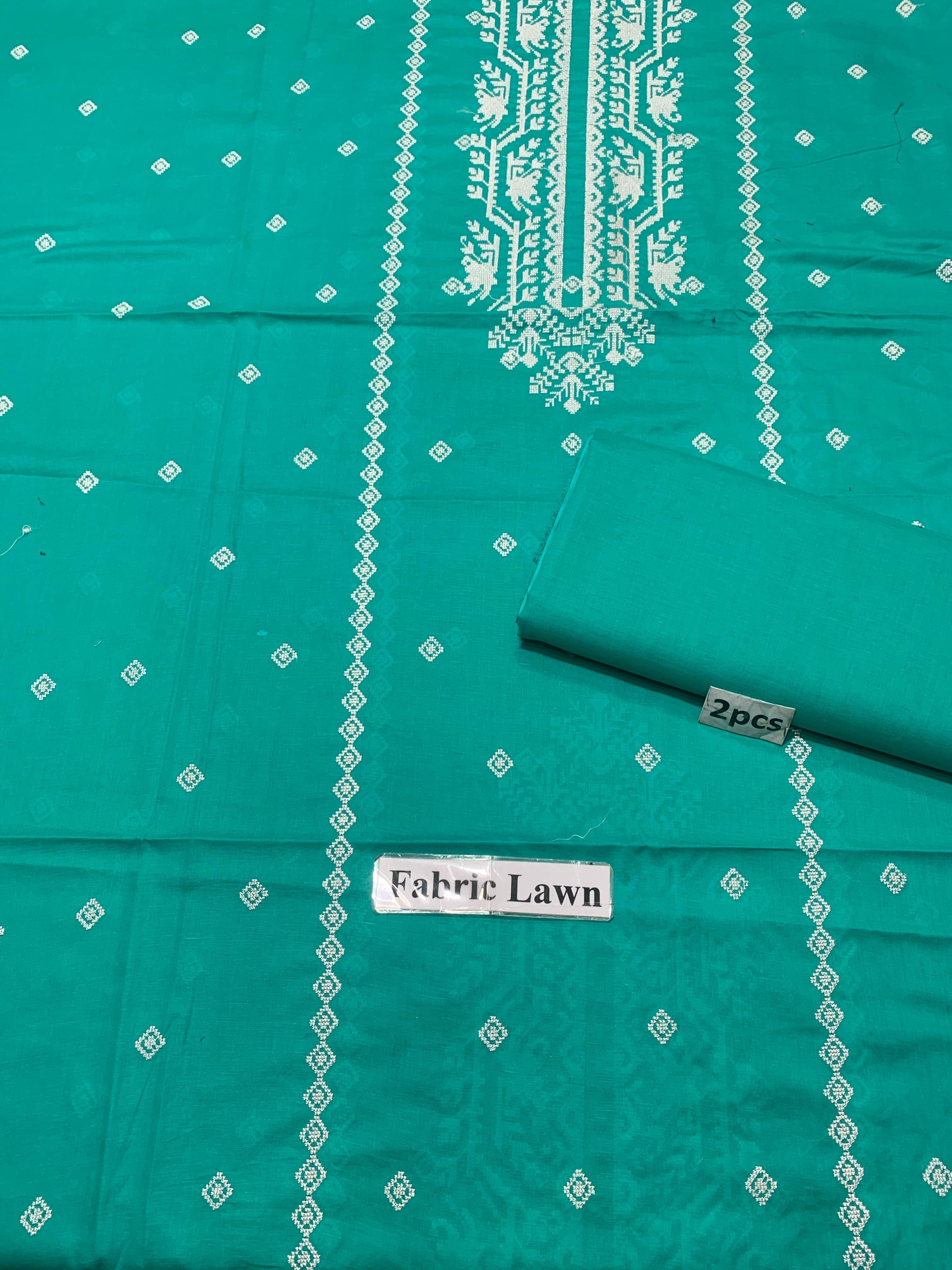 Embroidered - Lawn 2 Pcs   Unstitched Shirt and Trouser