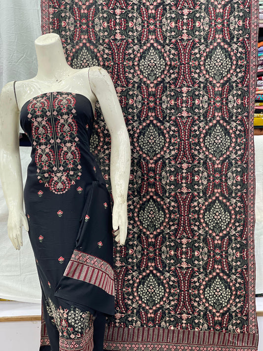 Bareeze - karandi 3Pc Embroidered Unstitched Outfit: winter wear Latest Fashion