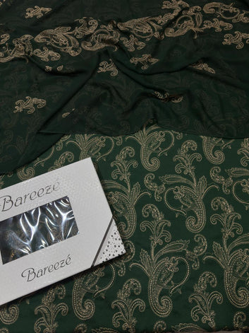 Bareeze- Karandi 3 Pcs All Over Embroidered Unstitched Suit With Chiffon Dupatta