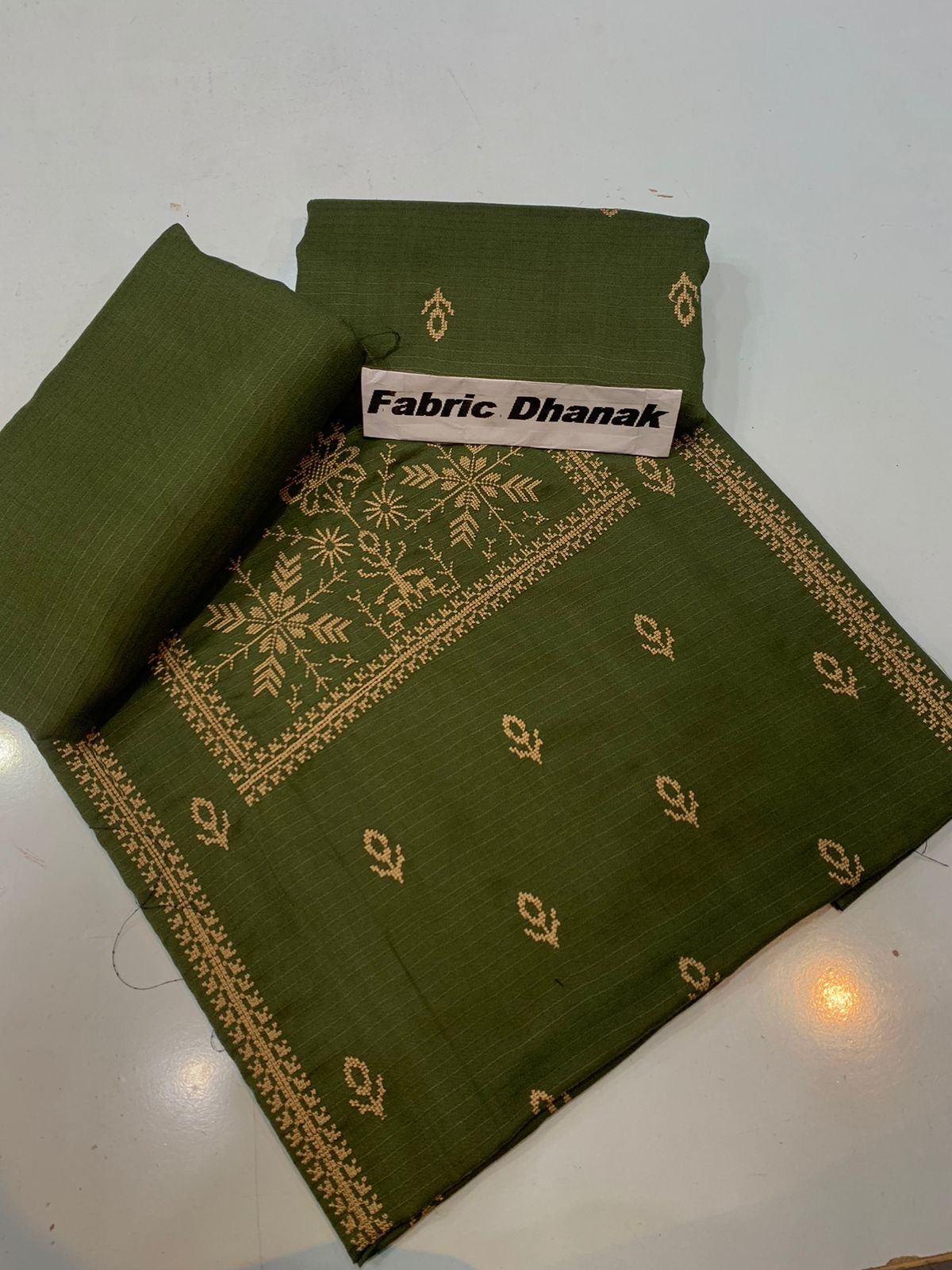 Doria Dhanak - 2Pcs Embroidered Shirt with Plain Trouser