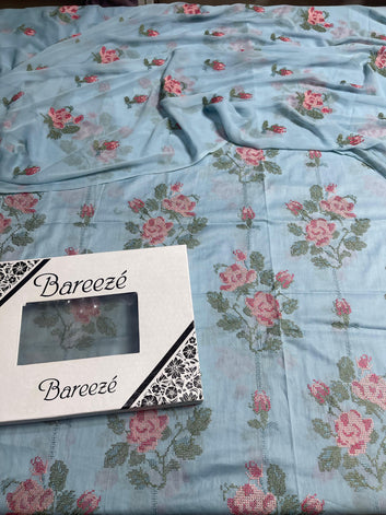 Bareeze - Lawn 3 Pcs Allover Embroidered unstitched Dress with Chiffon Dupatta.