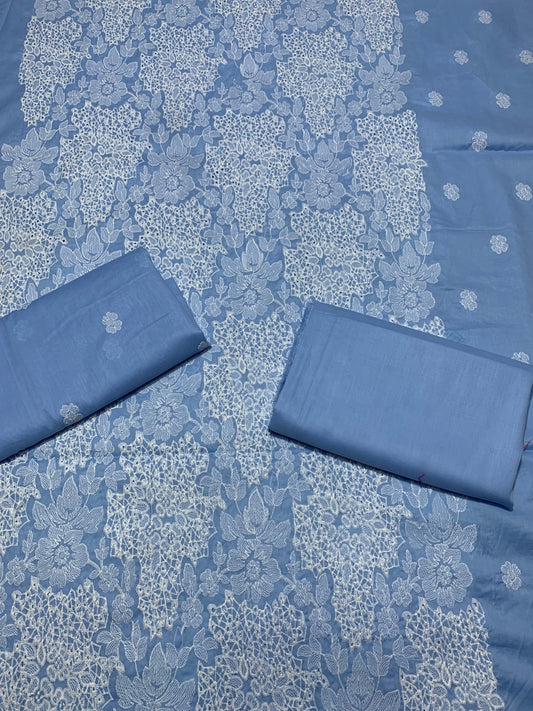 Chikan Kari - Lawn 2 Pcs Embroidered Unstitched Suit - Summer Oufits.