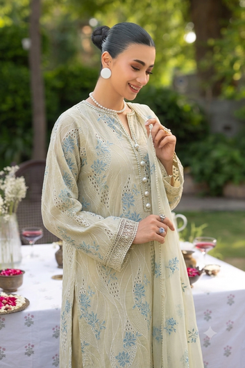 Bareeze Chikan Kari - Lawn 3 Pcs Allover Embroidered unstitched Dress with Chiffon Dupatta.