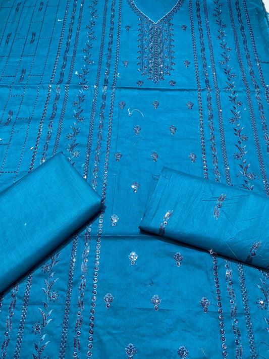 Beautiful Lawn 2 Pcs Embroidered Unstitched Suit - Summer Oufits.