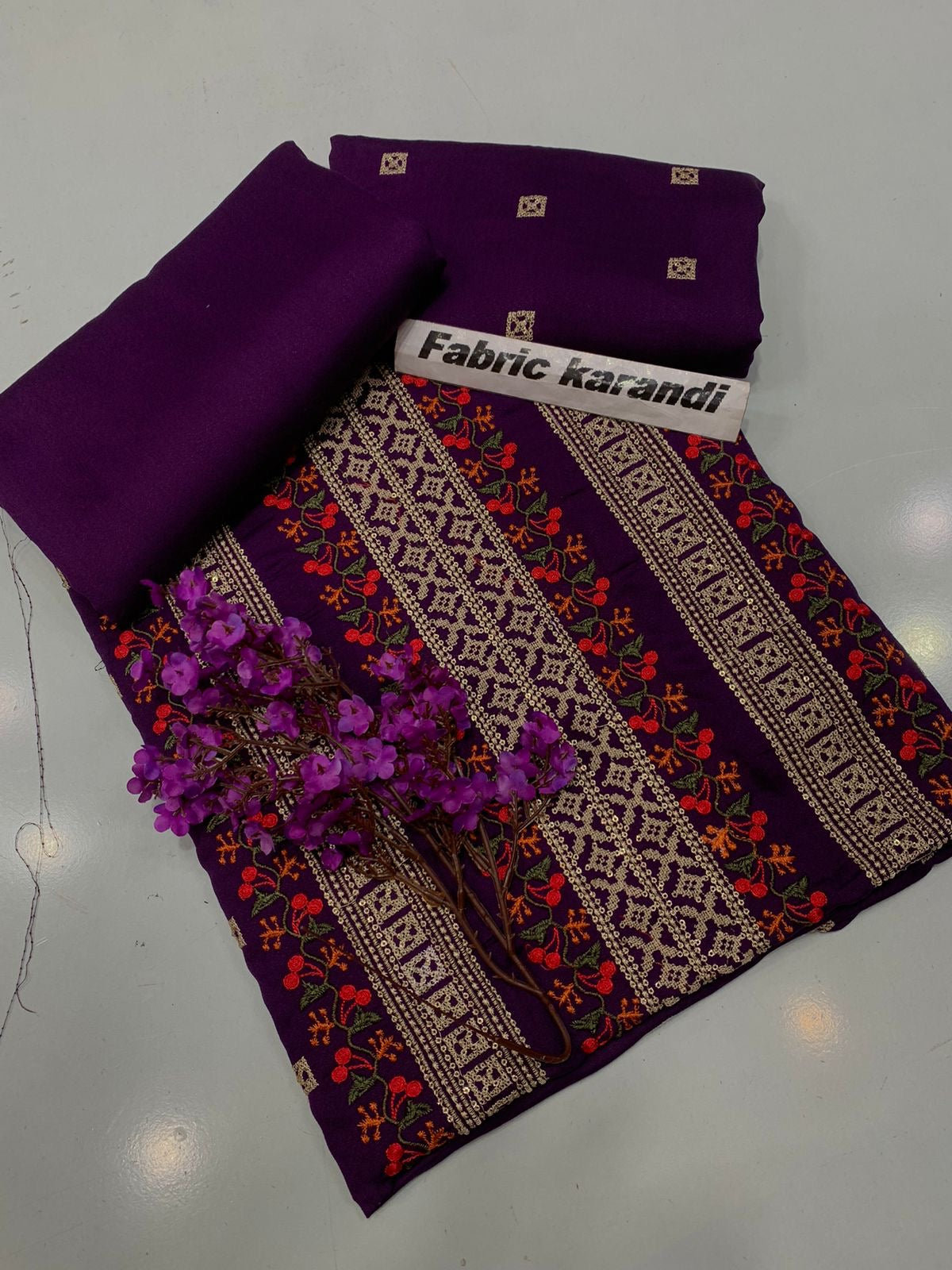 Bareeze - Karandi 2Pc                Premium Embroidered Unstitched Suit