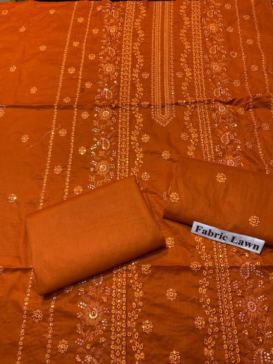 Premium Embroidered Lawn 2 Pcs Unstitched Suit - Summer Oufits.
