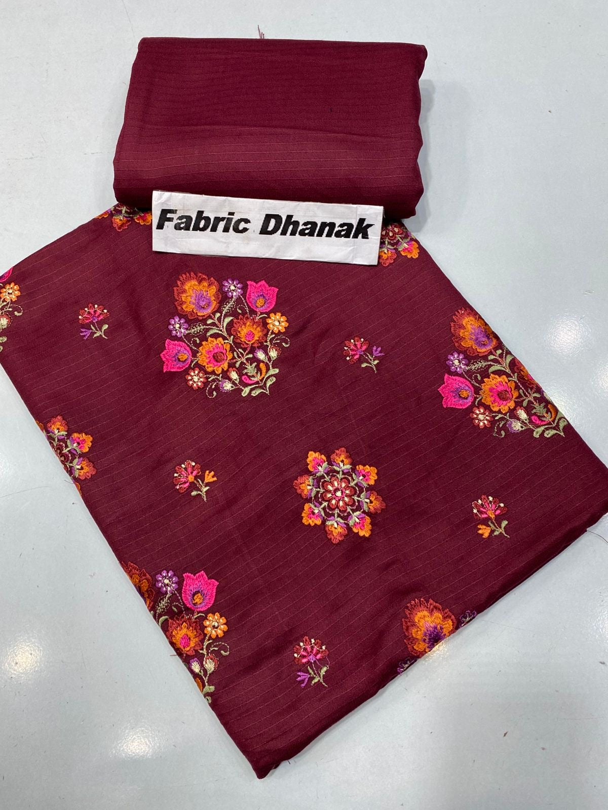 Doria Dhanak -  Allover 2Pcs Embroidered Shirt with Plain Trouser