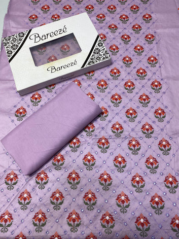 Chikan Kari - Lawn 2 Pcs Embroidered Unstitched Suit - Summer Oufits.