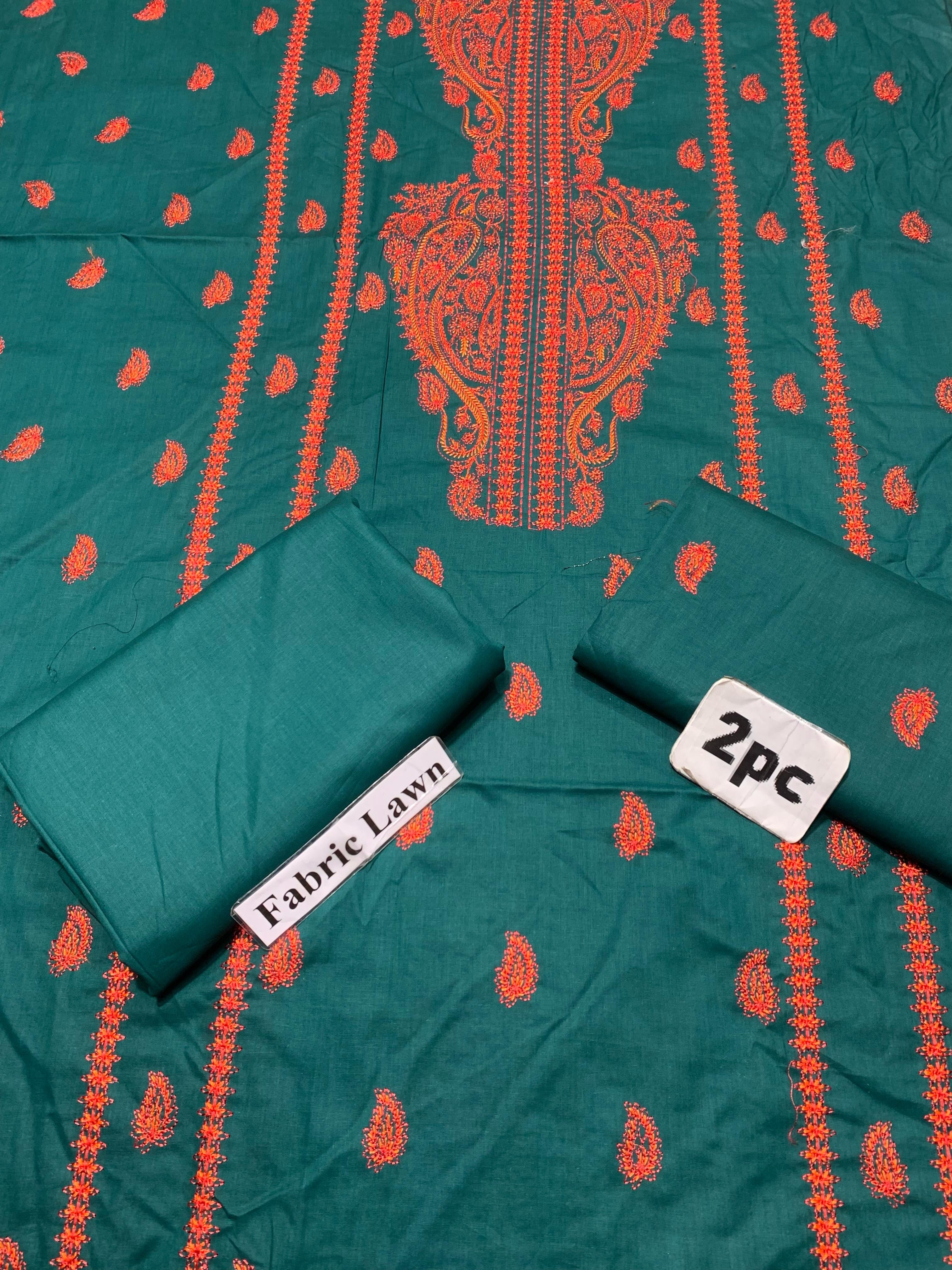 Embroidered - Lawn 2 Pcs   Unstitched Shirt and Trouser