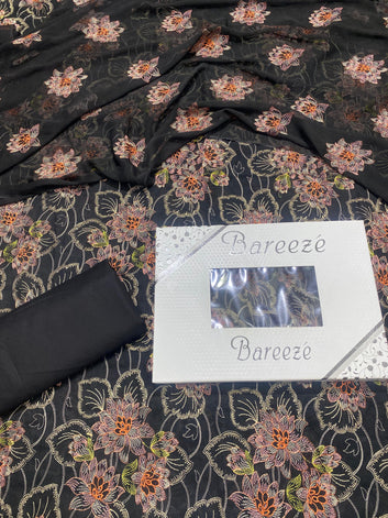 Bareeze Chikan Kari - Lawn 3 Pcs Allover Embroidered unstitched Dress with Chiffon Dupatta.