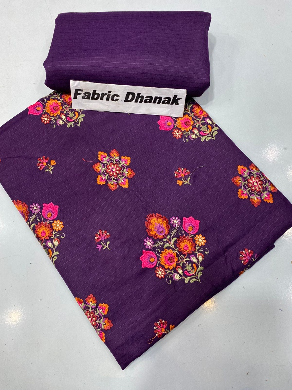 Doria Dhanak -  Allover 2Pcs Embroidered Shirt with Plain Trouser