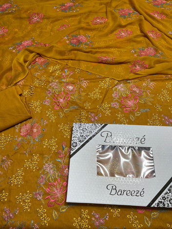Bareeze Chikan Kari - Lawn 3 Pcs Allover Embroidered unstitched Dress with Chiffon Dupatta.