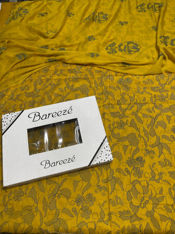 Bareeze - Lawn 3 Pcs Allover Embroidered unstitched Dress with Chiffon Dupatta.