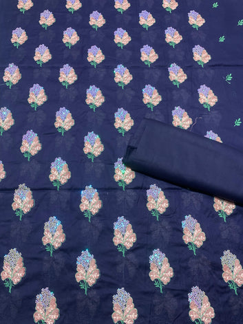 Beautiful Doria Lawn 2 Pcs Embroidered Unstitched Suit - Summer Oufits.