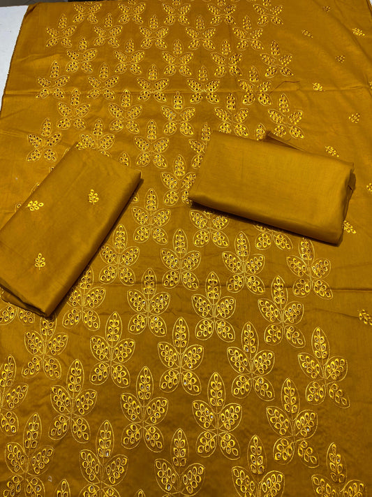 Chikan Kari - Lawn 2 Pcs Embroidered Unstitched Suit - Summer Oufits.