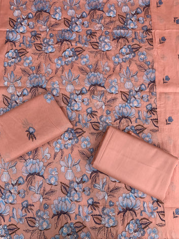 Beautiful Lawn 2 Pcs Embroidered Unstitched Suit - Summer Oufits.