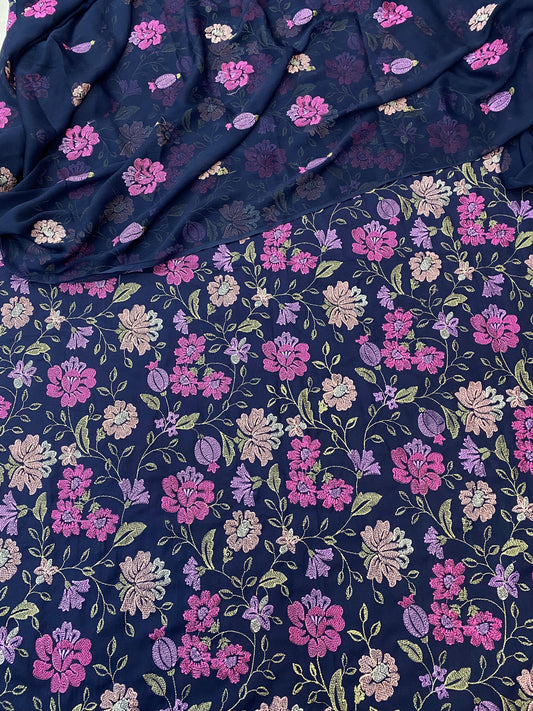 Bareeze- Karandi 3 Pcs All Over Embroidered Unstitched Suit With Chiffon Dupatta