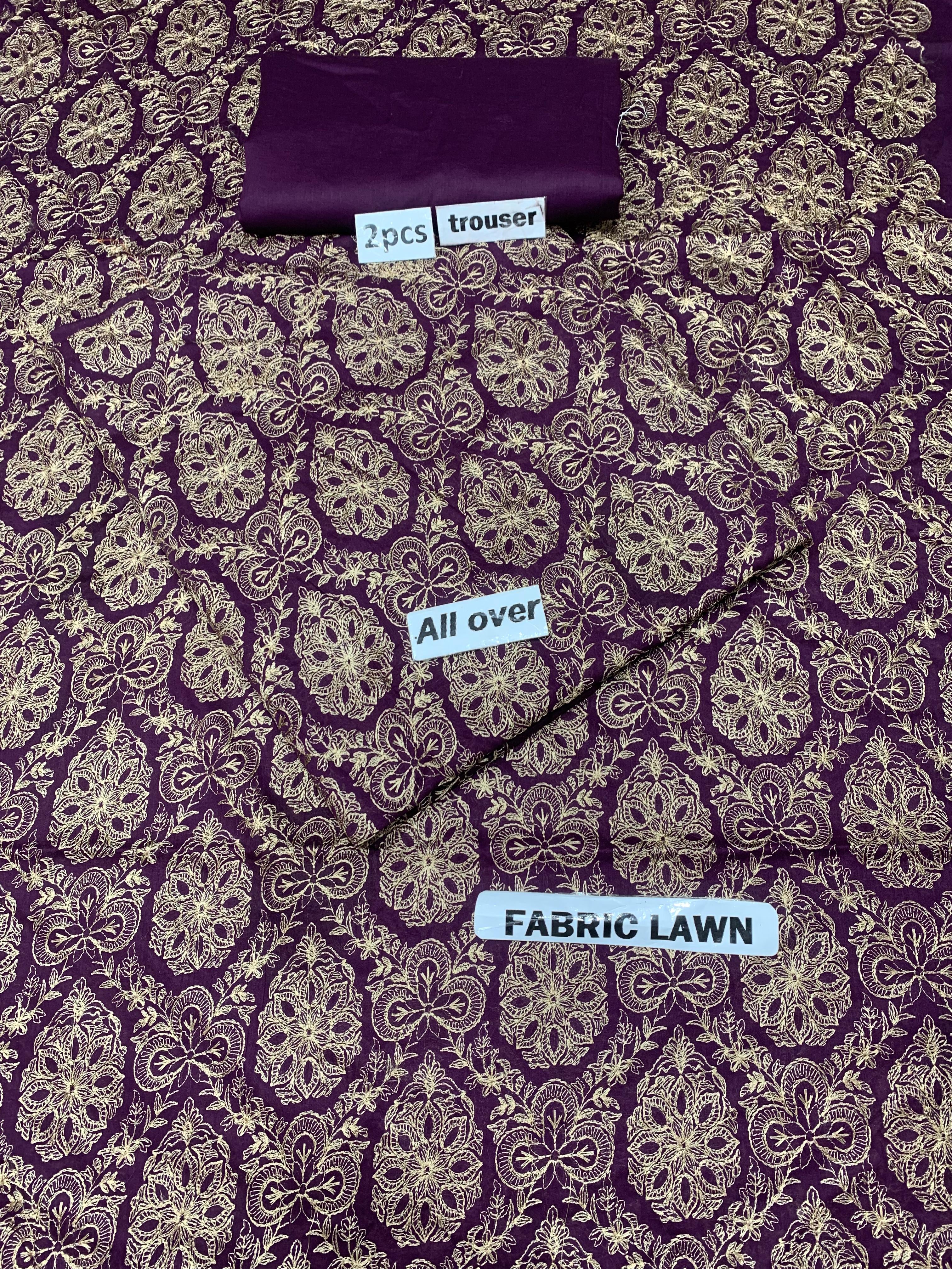 All Over Embroidered - Lawn 2 Pcs   Unstitched Shirt and Trouser